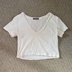 Brandy Melville White V Neck Top